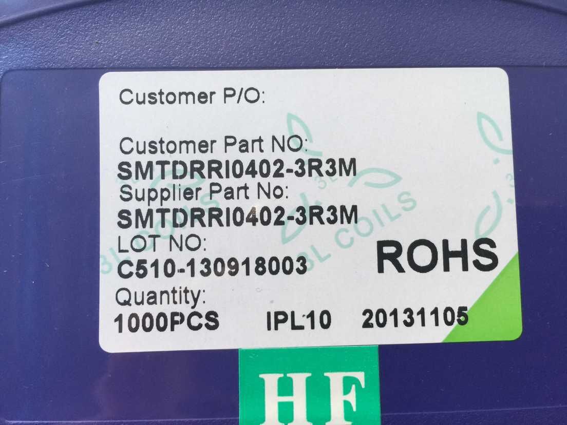 三礼电子   SMTDRRI0402-3R3M    贴片电感 电感值 3.3μH 直流电阻 0.055Ω
