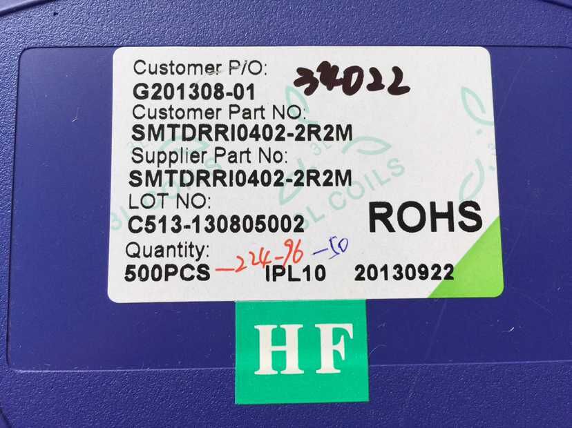 三礼电子  SMTDRRI0402-2R2M   贴片功率电感 电感值 2.2μH 直流电阻 0.05Ω