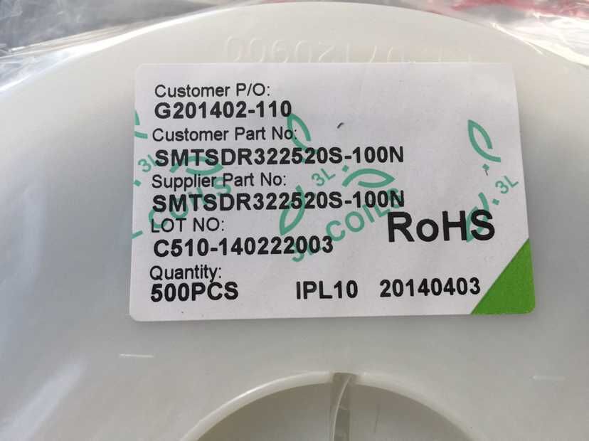 三礼电子  SMTSDR322520S-100N   贴片电感 电感值 10μH 直流电阻 0.14Ω